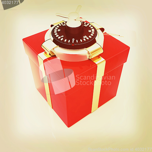 Image of safe - gift. 3D illustration. Vintage style.