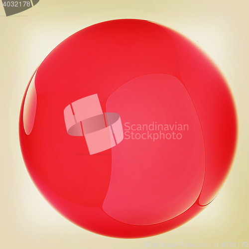 Image of Glossy red sphere. 3D illustration. Vintage style.