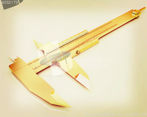 Image of Vernier caliper . 3D illustration. Vintage style.