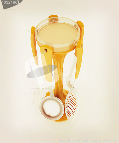 Image of cutlery on white background . 3D illustration. Vintage style.