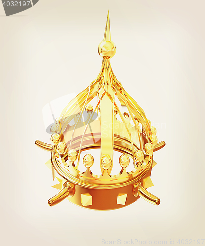 Image of Gold crown isolated on white background . 3D illustration. Vinta