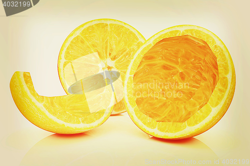 Image of orange fruit. 3D illustration. Vintage style.