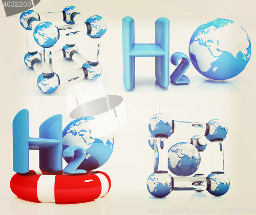 Image of Water set. 3D illustration. Vintage style.