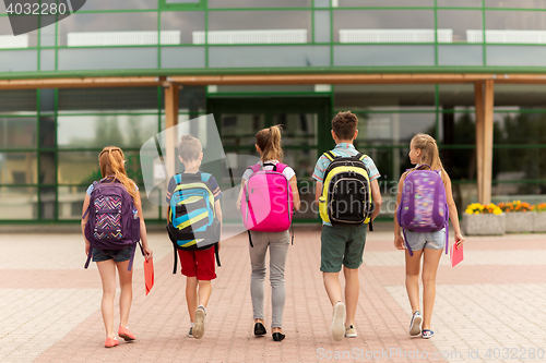 Image of group of happy elementary school students walking