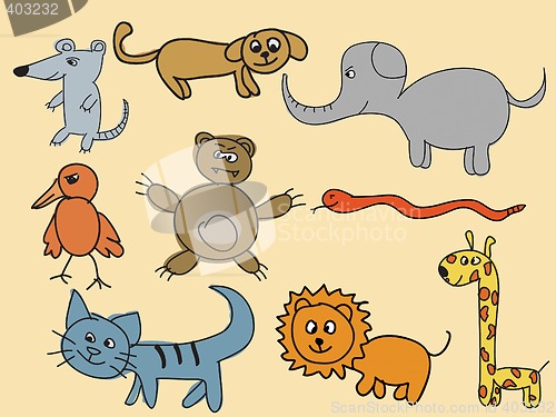 Image of A group of happy animal face
