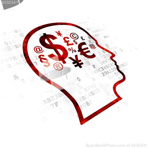 Image of Marketing concept: Head With Finance Symbol on Digital background