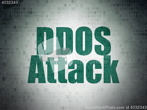 Image of Protection concept: DDOS Attack on Digital Data Paper background