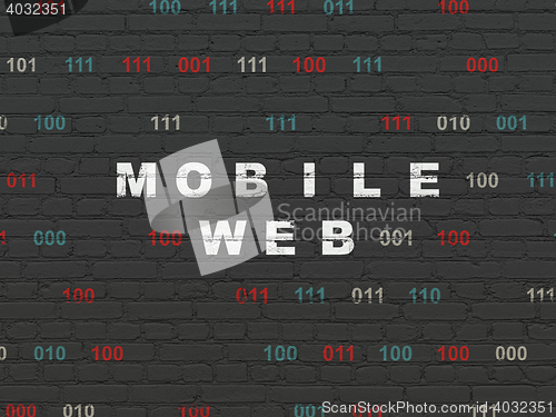 Image of Web development concept: Mobile Web on wall background