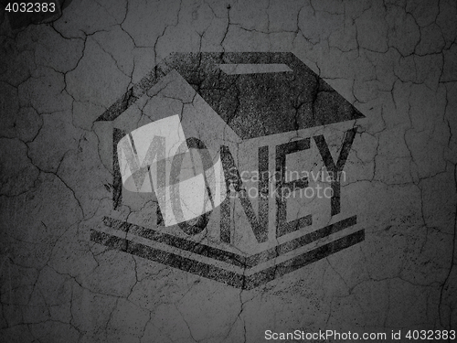 Image of Money concept: Money Box on grunge wall background