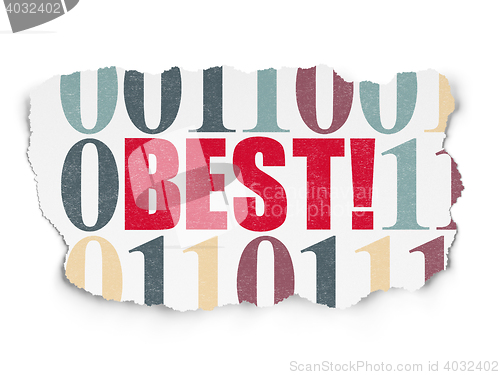 Image of Business concept: Best! on Torn Paper background