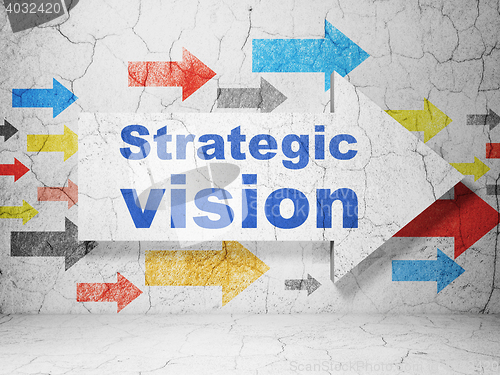 Image of Business concept: arrow with Strategic Vision on grunge wall background