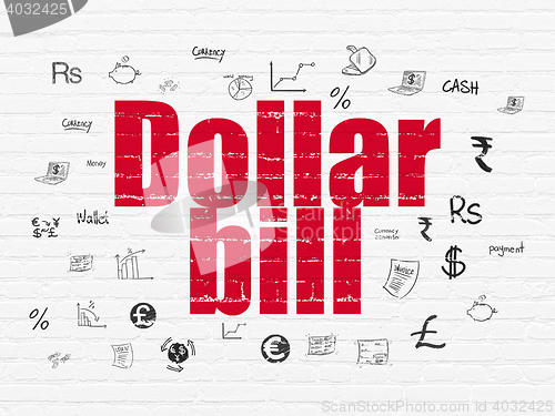 Image of Currency concept: Dollar Bill on wall background