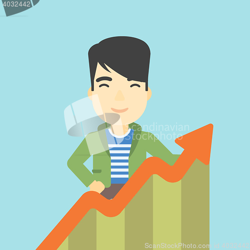 Image of Businessman with growing chart.