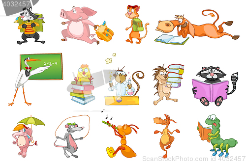 Image of Vector set of animals illustrations.