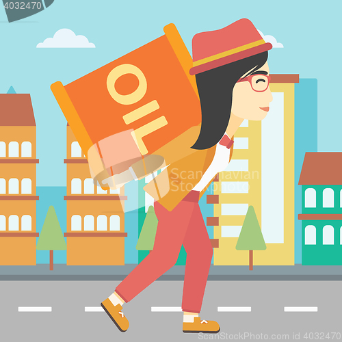 Image of Woman with oil can vector illustration.