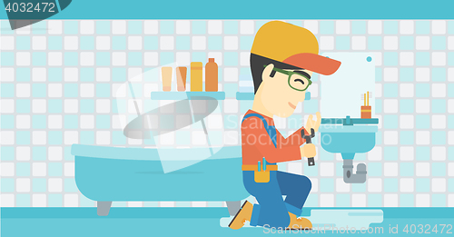 Image of Man repairing sink.