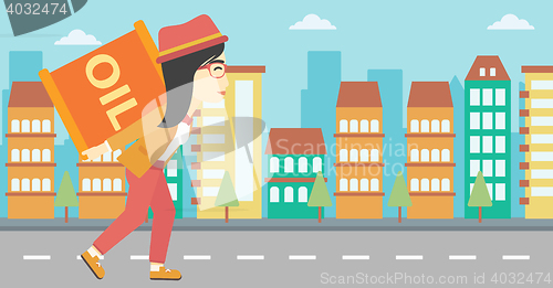 Image of Woman with oil can vector illustration.
