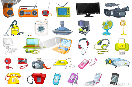 Image of Set of household appliances and electronic devices