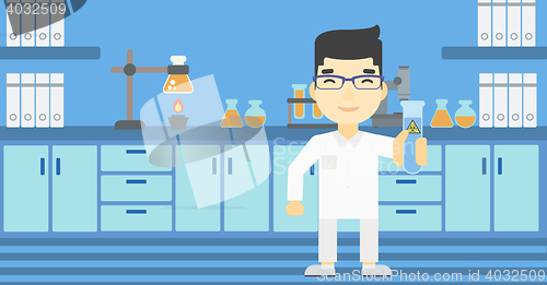 Image of Scientist with test tube vector illustration.