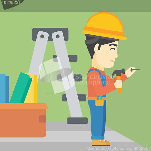 Image of Constructor hammering nail.