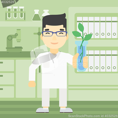 Image of Scientist with test tube vector illustration.