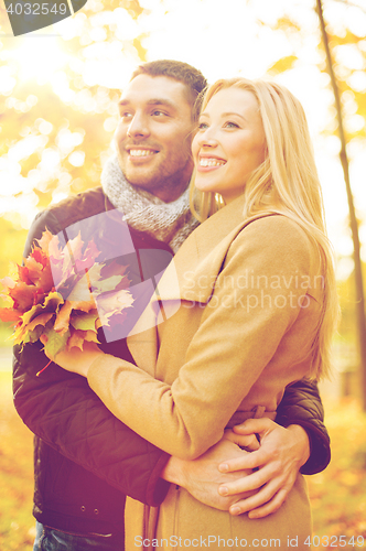Image of romantic couple in the autumn park
