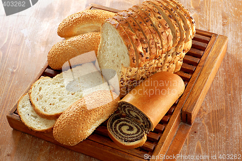 Image of assortment of baked bread and other bakery products