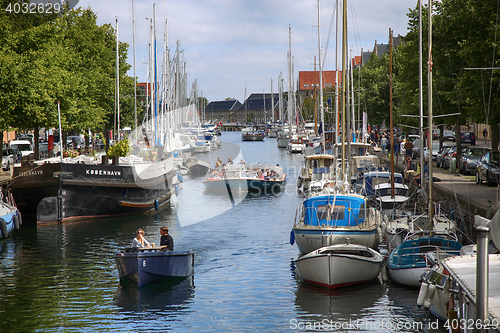 Image of View on canal from bridge Sankt Anne Gade in Copenhagen, Denmark