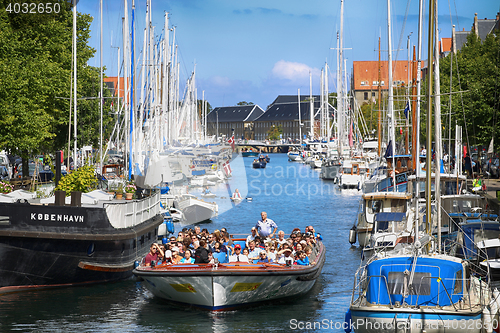 Image of View on canal from bridge Sankt Anne Gade in Copenhagen, Denmark