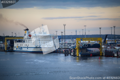 Image of ROSTOCK, GERMANY - AUGUST 14, 2016: Shipping line rostock-gedser