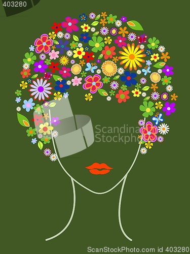 Image of Beautiful girl with flowers in hair
