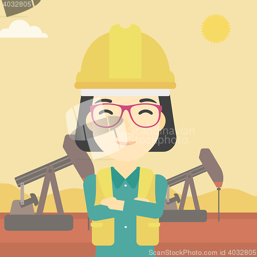 Image of Cnfident oil worker vector illustration.