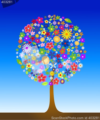 Image of Colorful tree with flowers