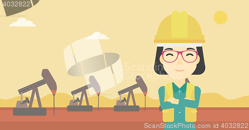 Image of Cnfident oil worker vector illustration.