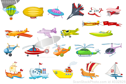 Image of Vector set of air and water transport illustration