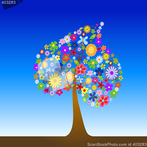 Image of Colorful tree with flowers