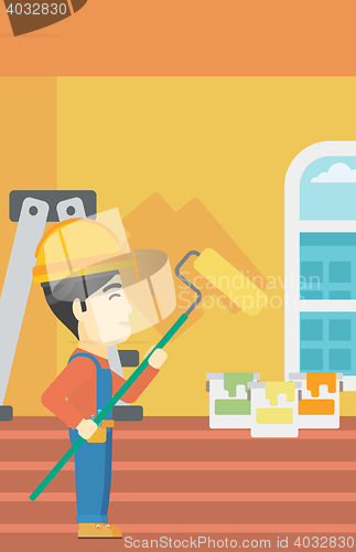Image of Painter with paint roller.