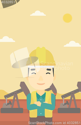 Image of Cnfident oil worker vector illustration.