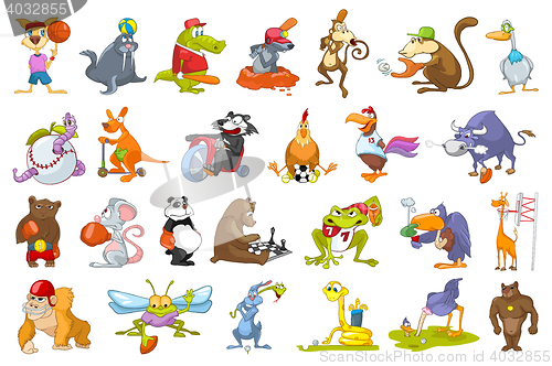 Image of Vector set of animals sport illustrations.