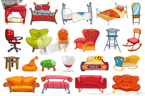 Image of Vector set of furniture illustrations.