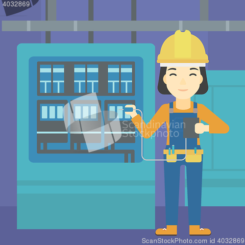 Image of Electrician with electrical equipment.