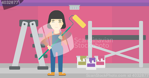 Image of Painter with paint roller.