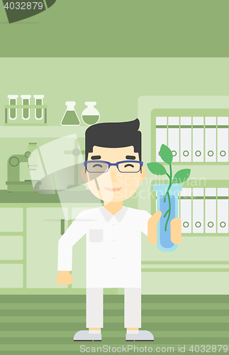 Image of Scientist with test tube vector illustration.