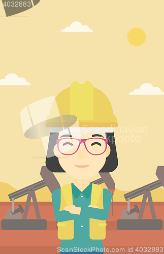 Image of Cnfident oil worker vector illustration.