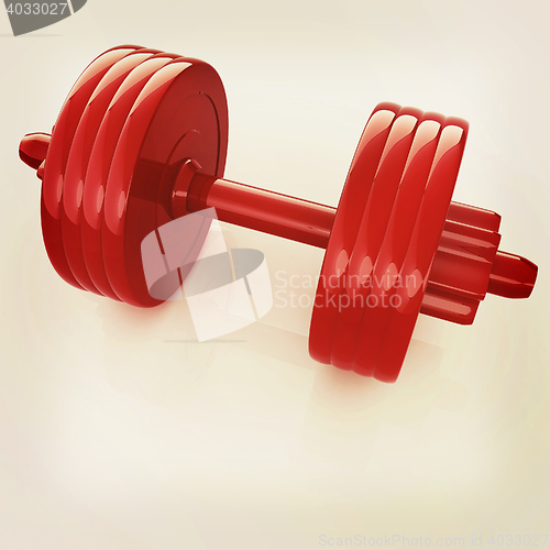 Image of Colorful dumbbells on a white background. 3D illustration. Vinta