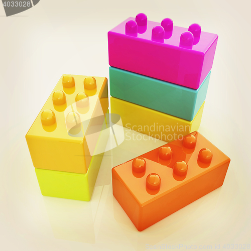 Image of Building blocks on white . 3D illustration. Vintage style.