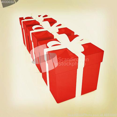 Image of Bright christmas gifts. 3D illustration. Vintage style.