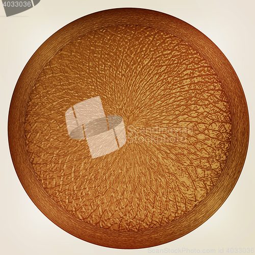 Image of button with leather texture . 3D illustration. Vintage style.