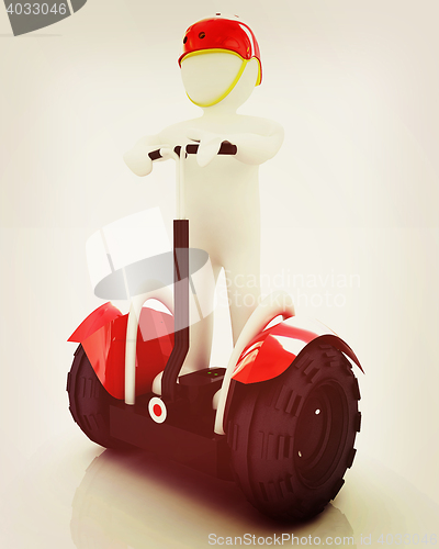 Image of 3d white person riding on a personal and ecological transport. 3