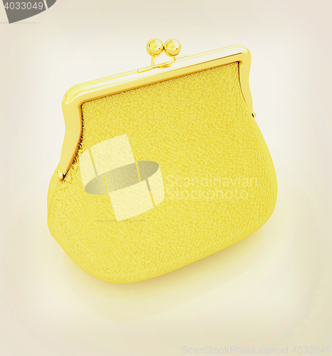 Image of Leather purse. 3D illustration. Vintage style.